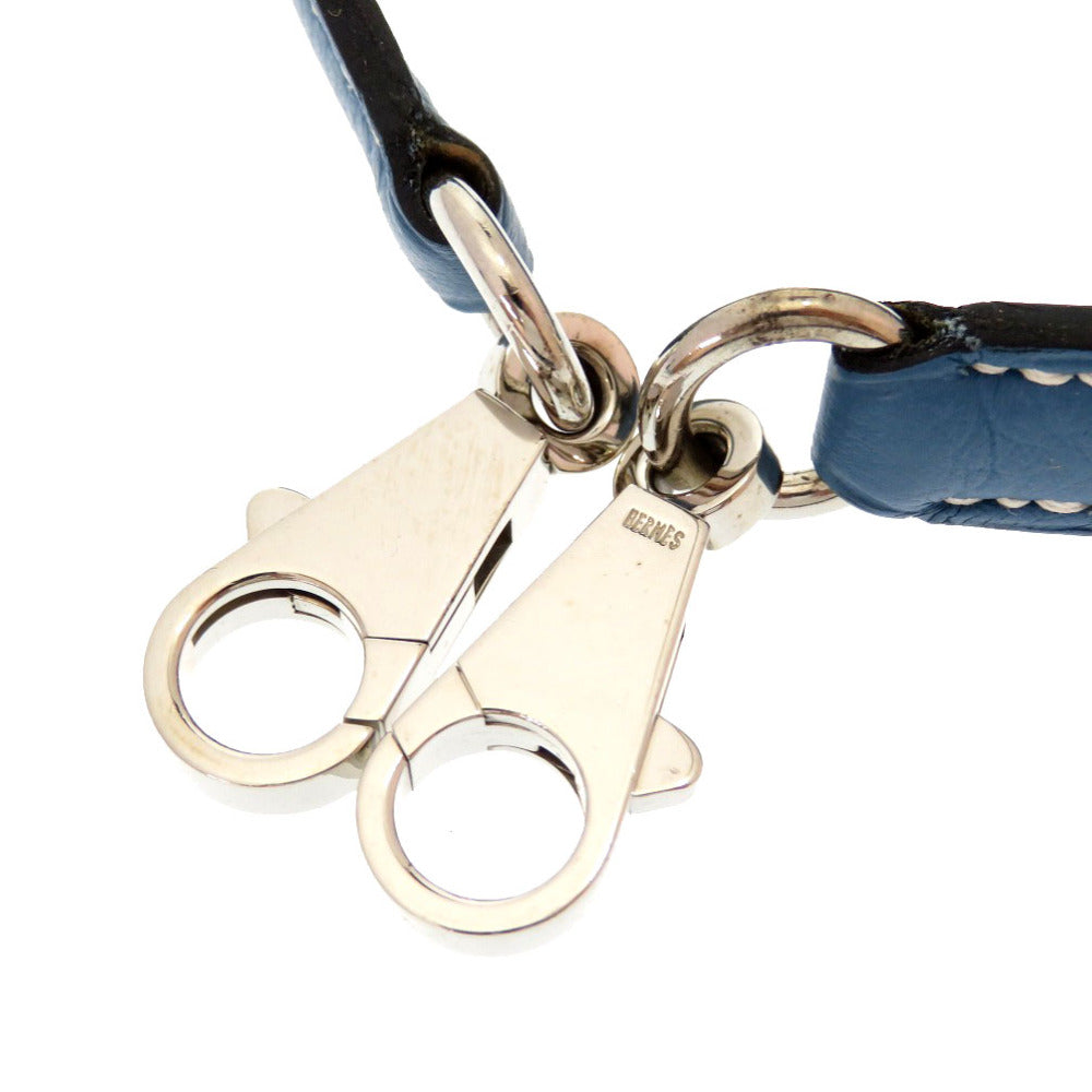 美品 エルメス トリヨンクレマンス ブルージーン シルバー金具 ケリーストラップ ショルダーストラップ 青 0179 【中古】 HERMES