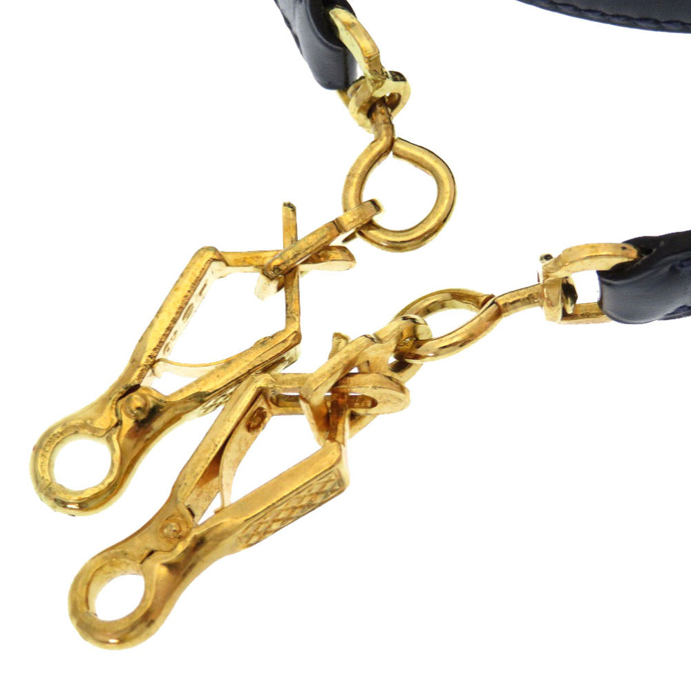 美品 エルメス ボックスカーフ ネイビー ゴールド金具 ケリーストラップ ショルダーストラップ 紺 0185 【中古】 HERMES