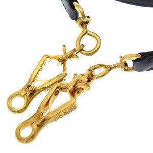 美品 エルメス ボックスカーフ ネイビー ゴールド金具 ケリーストラップ ショルダーストラップ 紺 0185 【中古】 HERMES