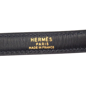 美品 エルメス ボックスカーフ ネイビー ゴールド金具 ケリーストラップ ショルダーストラップ 紺 0185 【中古】 HERMES