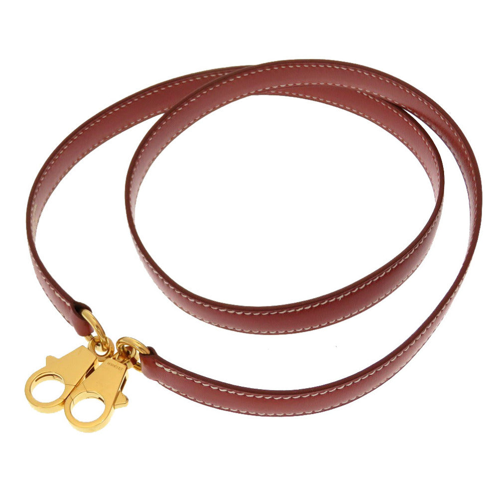 美品 エルメス ボックスカーフ ブリック ゴールド金具 ケリーストラップ ショルダーバッグ 茶 0186 【中古】 HERMES