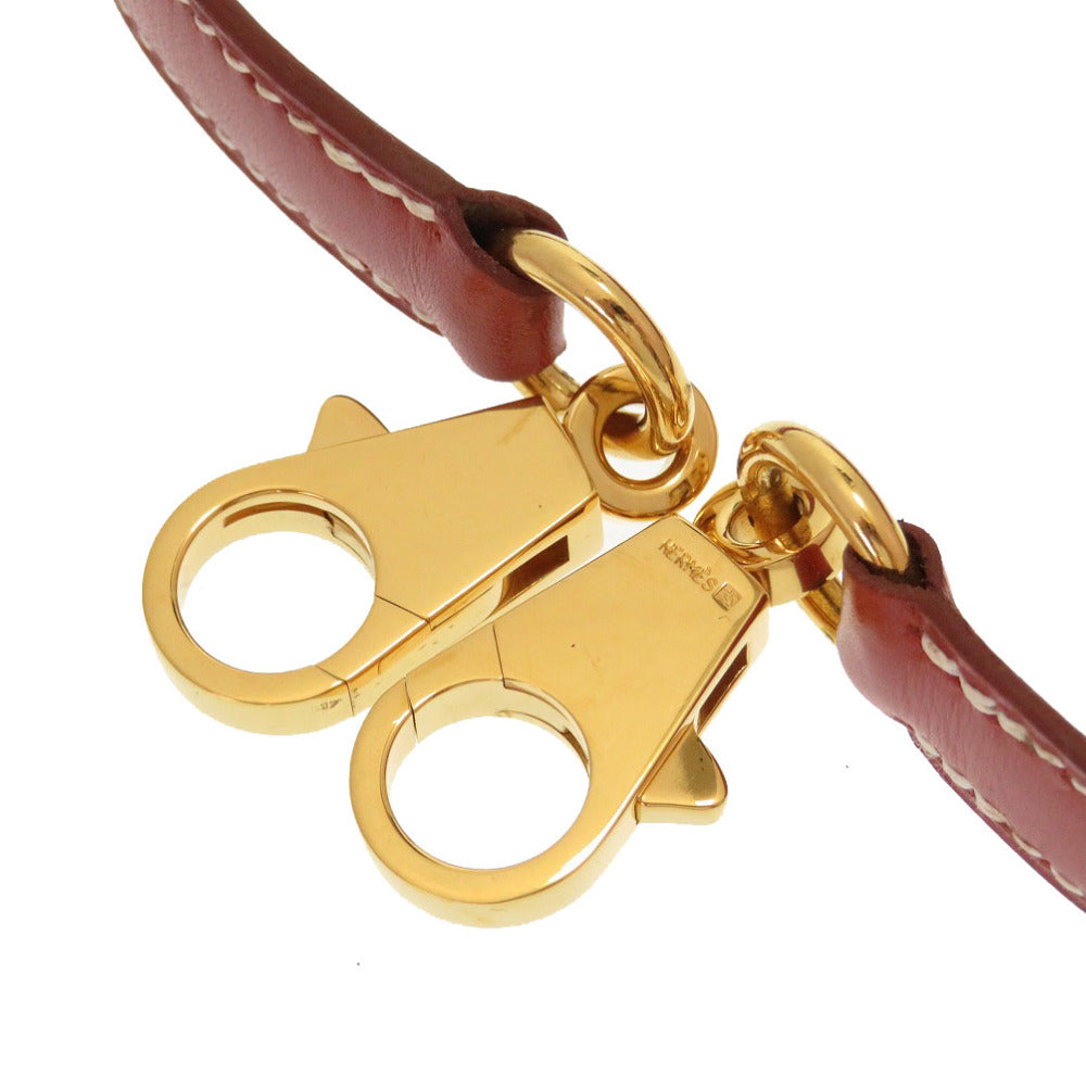 美品 エルメス ボックスカーフ ブリック ゴールド金具 ケリーストラップ ショルダーバッグ 茶 0186 【中古】 HERMES