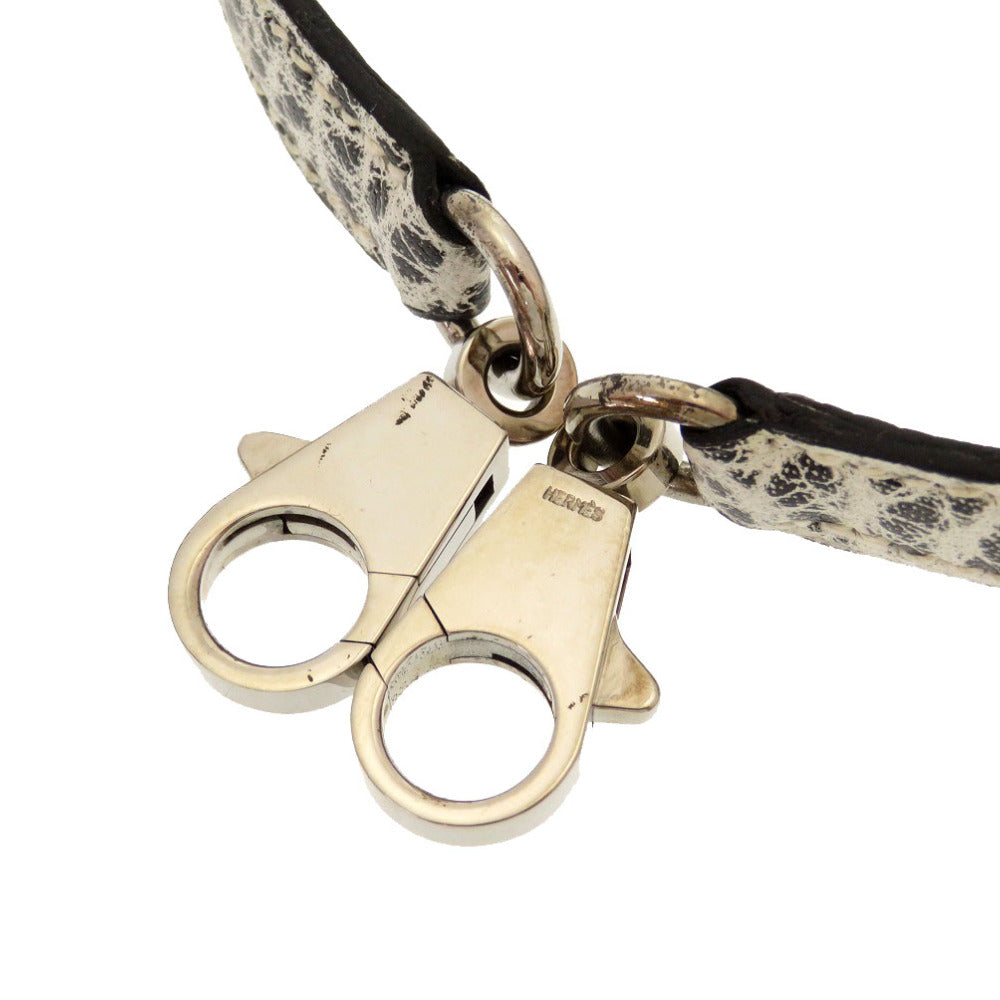 美品 エルメス ダルメシアン ブッフル ホワイト シルバー金具 ケリーストラップ ショルダーストラップ 白 0187 【中古】 HERMES