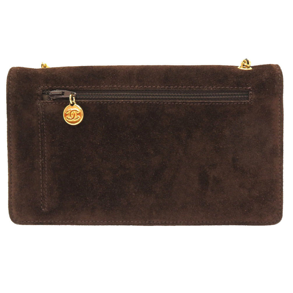 シャネル スエード ブラウン 3番台 ゴールドチェーン ウォレット ヴィンテージ ショルダーバッグ ココマーク バッグ 財布 茶 0194 【中古】 CHANEL スウェード