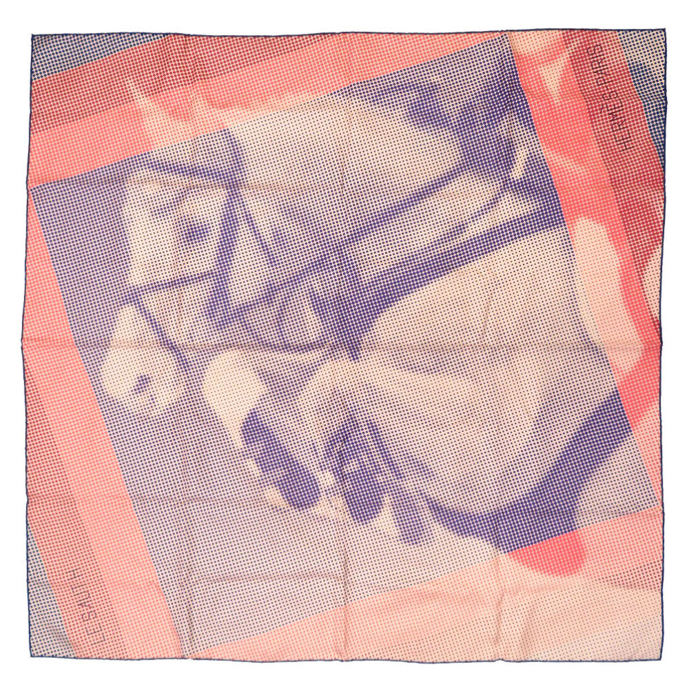 新品同様 エルメス カレ90  ソーH Lesaut H シルク パープル レッド ベージュ スカーフ 0195 【中古】 HERMES