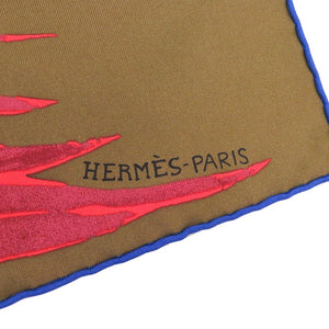 新品同様 エルメス カレ90 ANTOINE CARBONNE シルク パープル レッド ベージュ スカーフ 紫 赤 0196 【中古】 HERMES