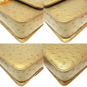 新品同様 フェンディ 型押しレザー ゴールド ゴールド金具 2WAYバッグ ハンドバッグ バッグ 金 0211 【中古】 FENDI