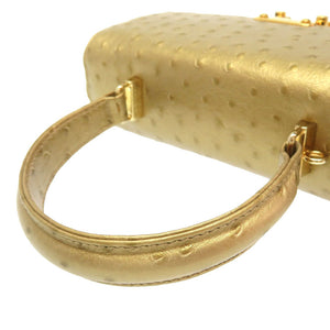 新品同様 フェンディ 型押しレザー ゴールド ゴールド金具 2WAYバッグ ハンドバッグ バッグ 金 0211 【中古】 FENDI