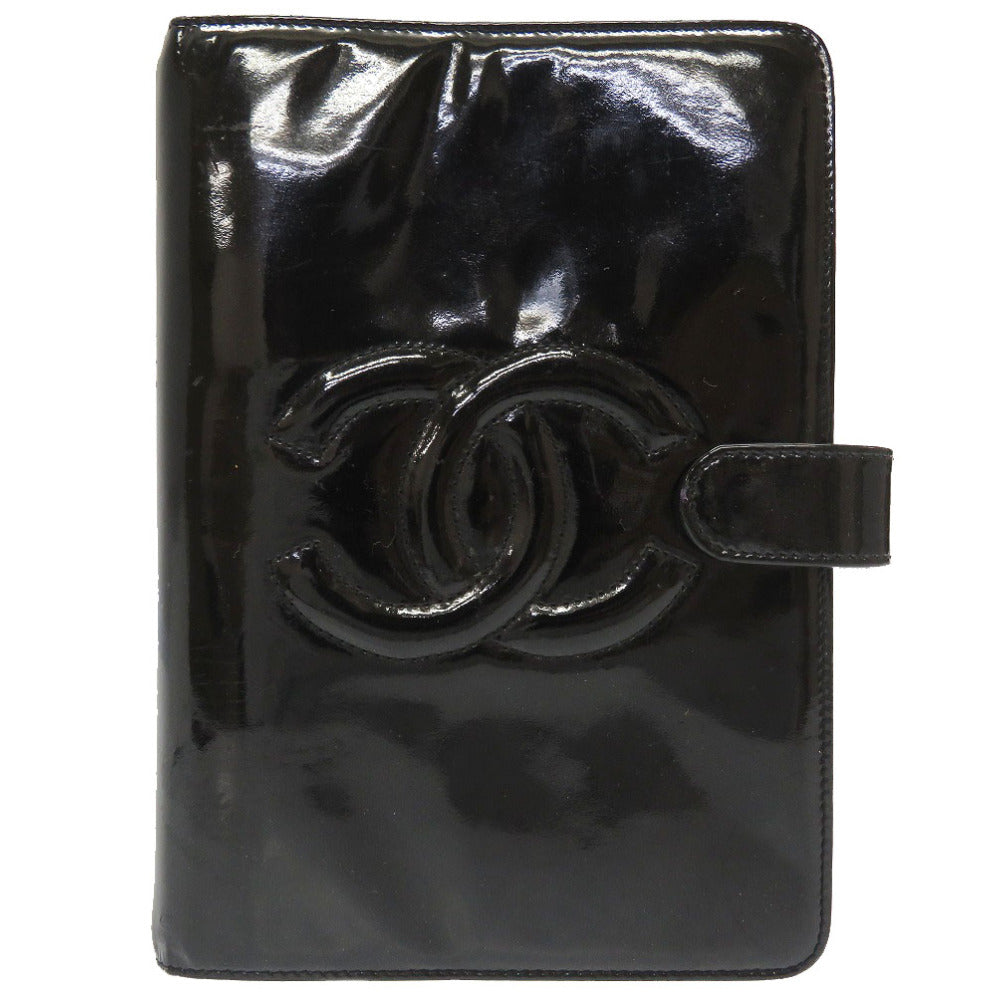 シャネル パテントレザー ブラック ヴィンテージ 4番台 ココマーク アジェンダ 手帳カバー 手帳 黒 0212 【中古】 CHANEL