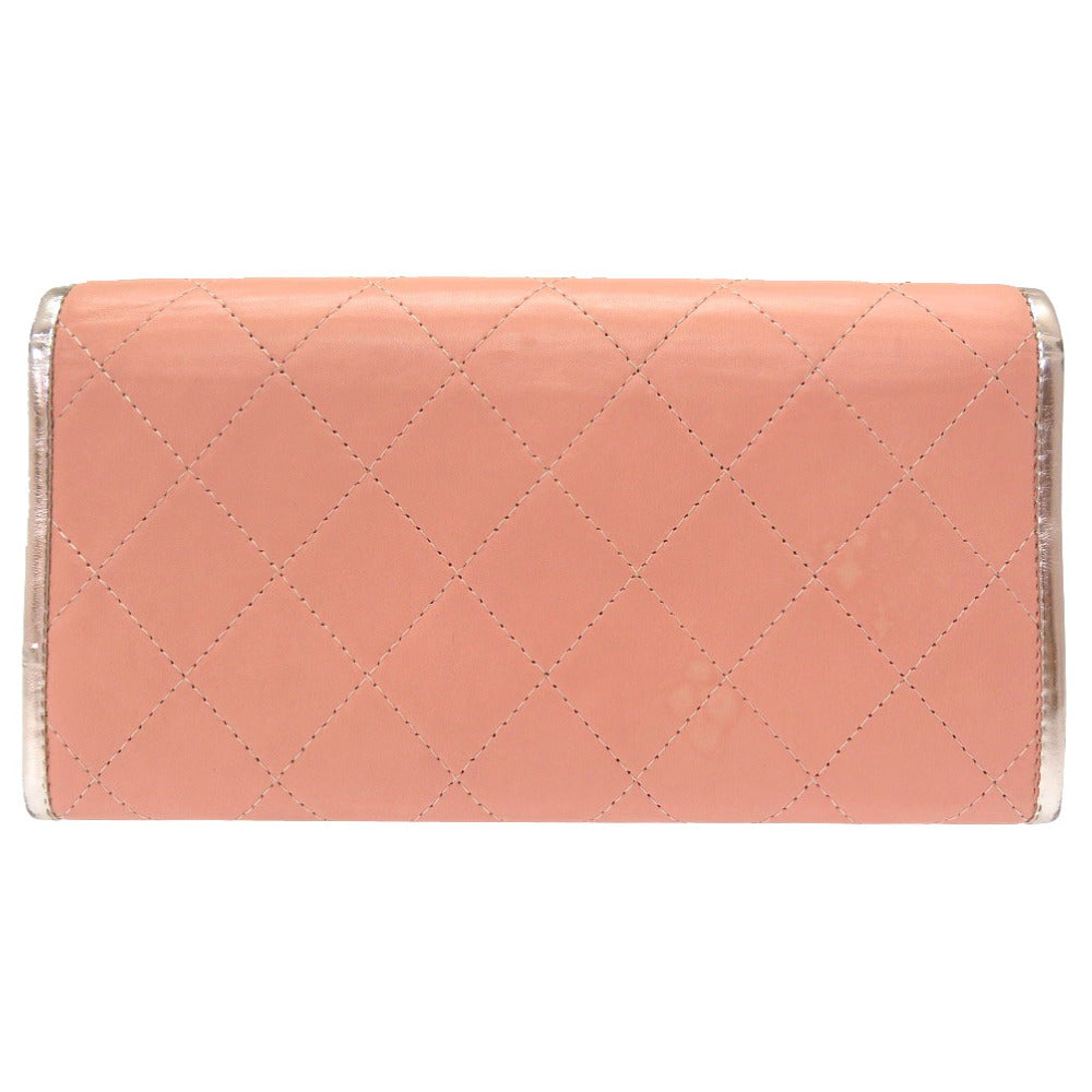 シャネル マトラッセ レザー ピンク シルバー 22番台 ココマーク 長財布 財布 0214 【中古】 CHANEL