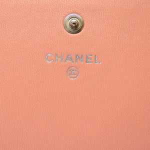 シャネル マトラッセ レザー ピンク シルバー 22番台 ココマーク 長財布 財布 0214 【中古】 CHANEL
