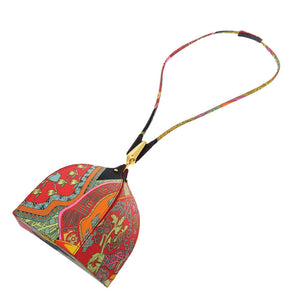 新品同様 エルメス Art des Steppes サテン レッド ヴィンテージ ショルダーバッグ バッグ 赤 0238 【中古】 HERMES