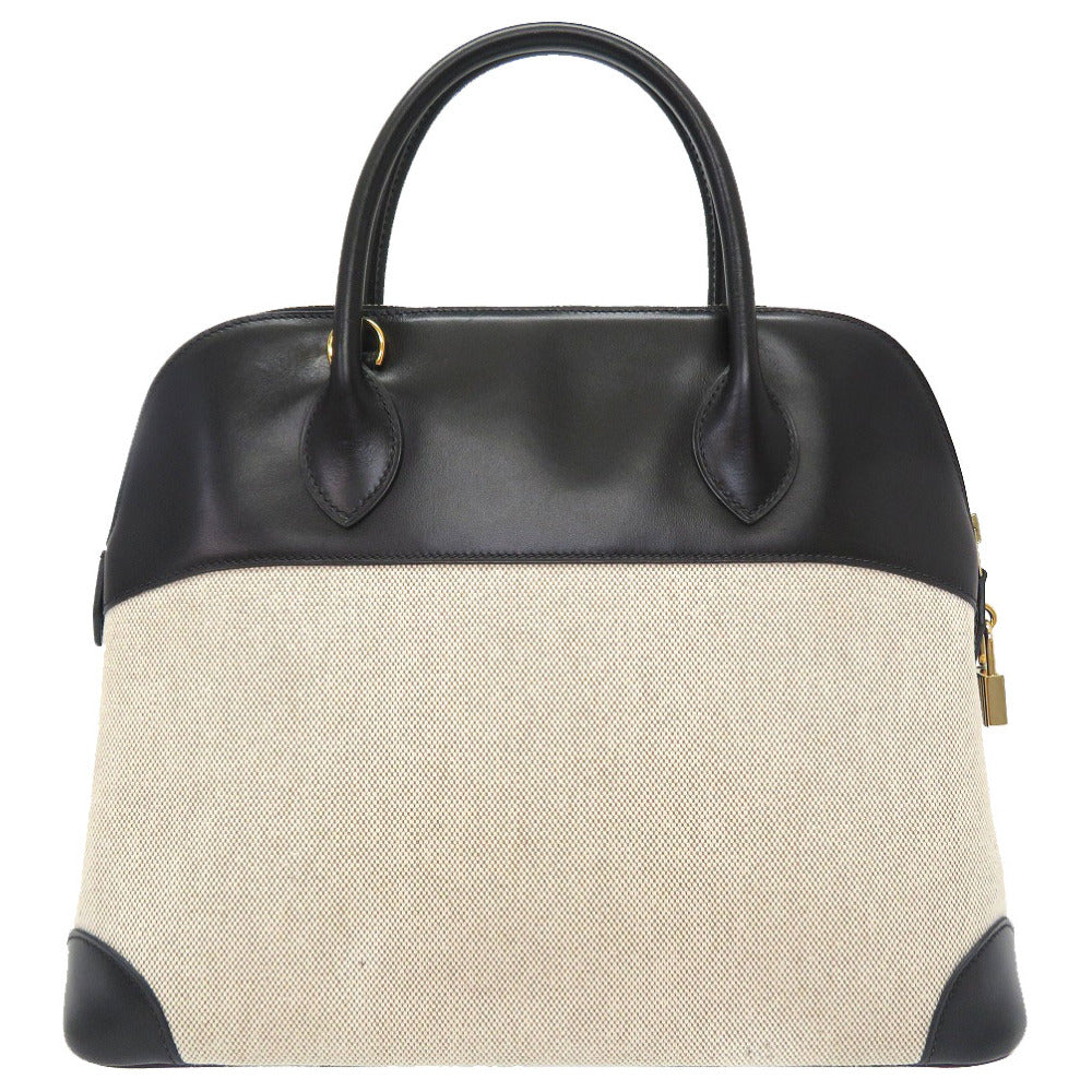 美品 エルメス ボリード35 トワルアッシュ ボックスカーフ ブラック ゴールド金具 □H刻印 ハンドバッグ バッグ 黒 0241 【中古】 HERMES