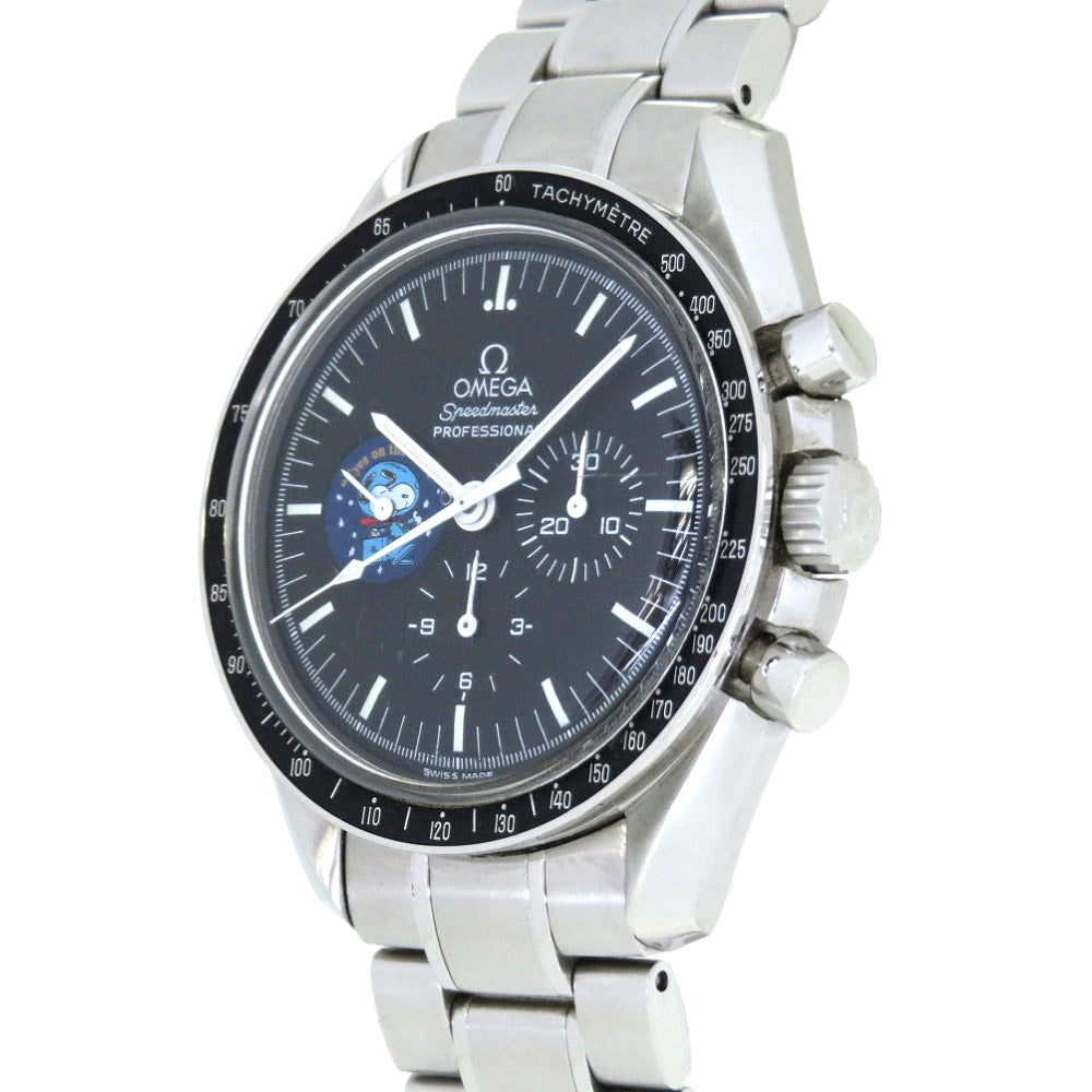 美品 オメガ スピードマスター スヌーピーアワード 世界限定5441本 手巻き 腕時計 ブラック 黒文字盤 0256【中古】OMEGA メンズ