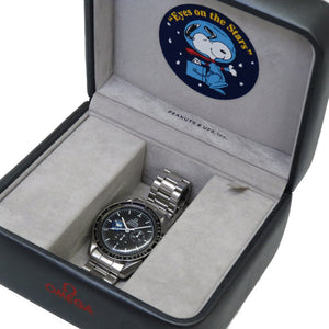 美品 オメガ スピードマスター スヌーピーアワード 世界限定5441本 手巻き 腕時計 ブラック 黒文字盤 0256【中古】OMEGA メンズ