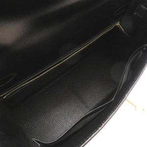 エルメス ケリー32 外縫い ボックスカーフ ブラック ゴールド金具 新金具 V金具 □E刻印 ハンドバッグ バッグ 黒 0269 【中古】 HERMES