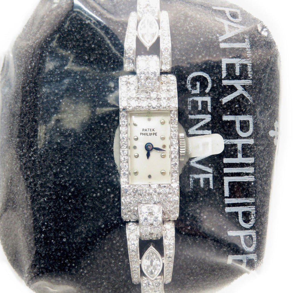 新品同様 パテックフィリップ ジュエリー ウォッチ アンティーク ダイヤ 手巻き Ptプラチナ/ダイヤモンド 腕時計 オーバーホール済み 0279【中古】PATEK PHILIPPE レディース