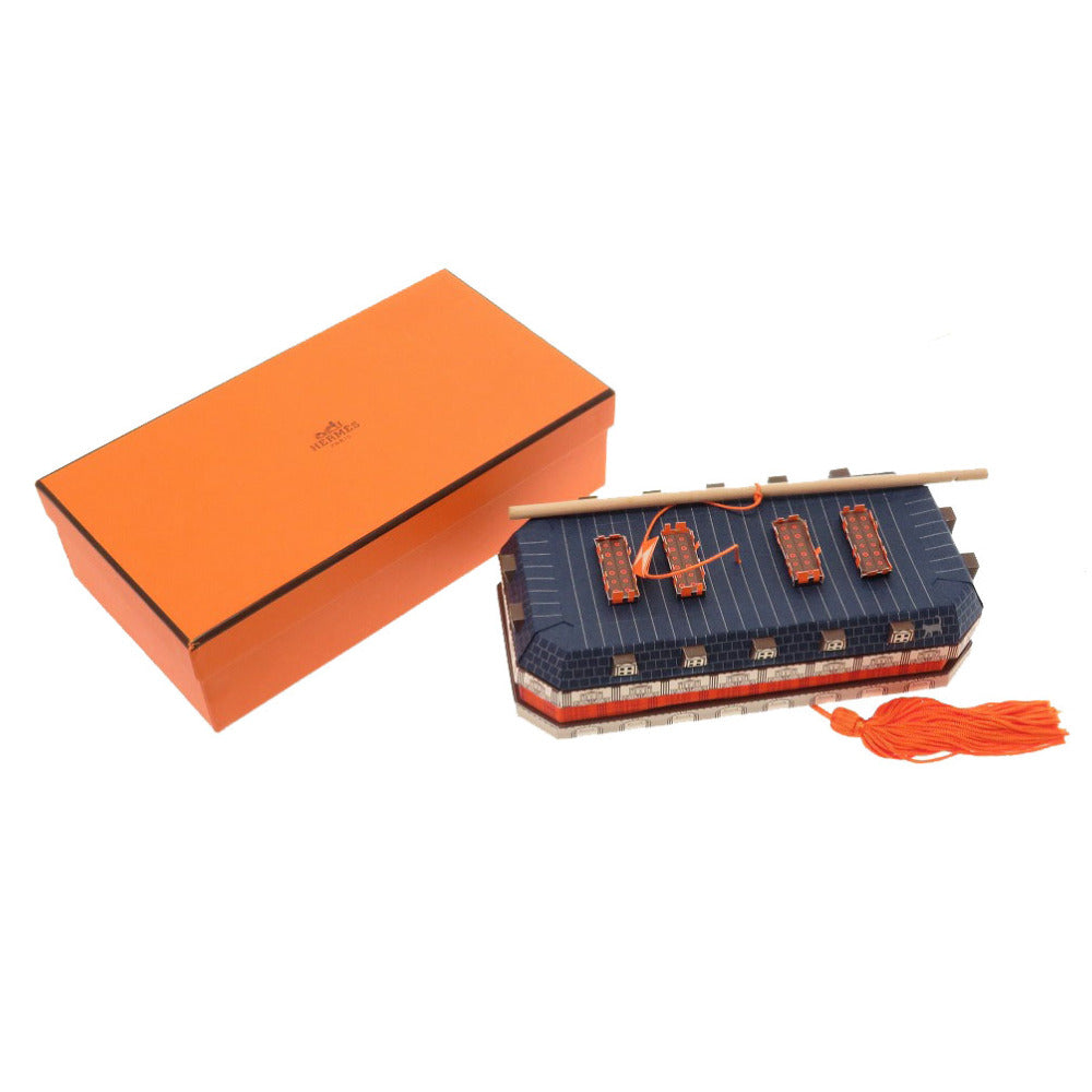 新品同様 エルメス ペーパークラフト 提灯 行燈 ネイビー オレンジ 0292 【中古】 HERMES