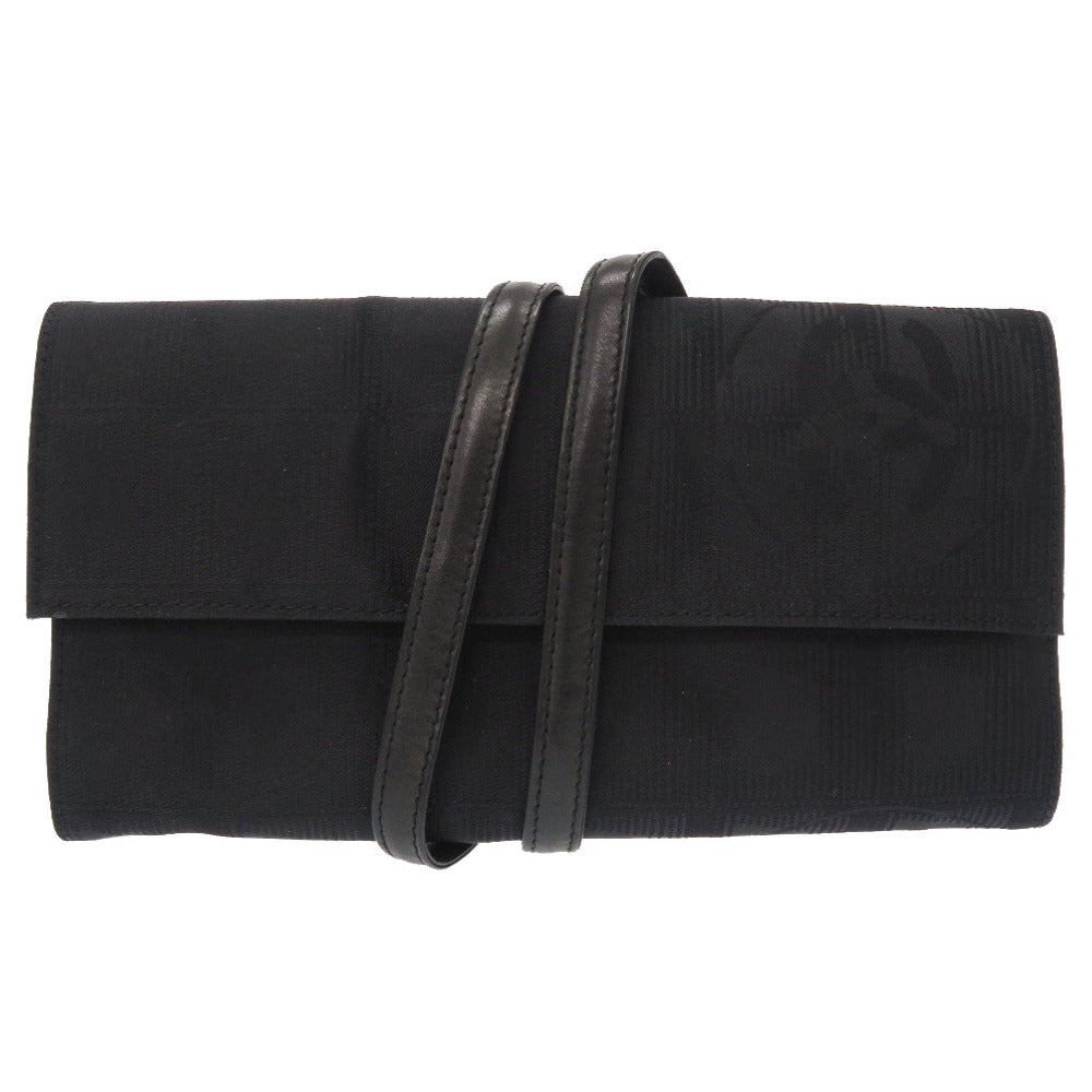 美品 シャネル ニュートラベルライン ナイロン レザー ブラック ジュエリーケース コスメケース 黒 0300 【中古】 CHANEL
