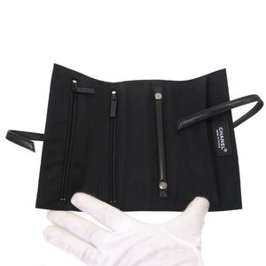 美品 シャネル ニュートラベルライン ナイロン レザー ブラック ジュエリーケース コスメケース 黒 0300 【中古】 CHANEL