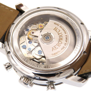 美品 アエロウォッチ  499本限定 ル グラン クラシック ムーンフェイズ 裏スケ 69927 自動巻き 腕時計 型押しレザー ブラック 黒 0306【中古】AEROWATCH メンズ