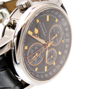 美品 アエロウォッチ  499本限定 ル グラン クラシック ムーンフェイズ 裏スケ 69927 自動巻き 腕時計 型押しレザー ブラック 黒 0306【中古】AEROWATCH メンズ