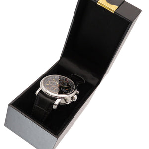 美品 アエロウォッチ  499本限定 ル グラン クラシック ムーンフェイズ 裏スケ 69927 自動巻き 腕時計 型押しレザー ブラック 黒 0306【中古】AEROWATCH メンズ