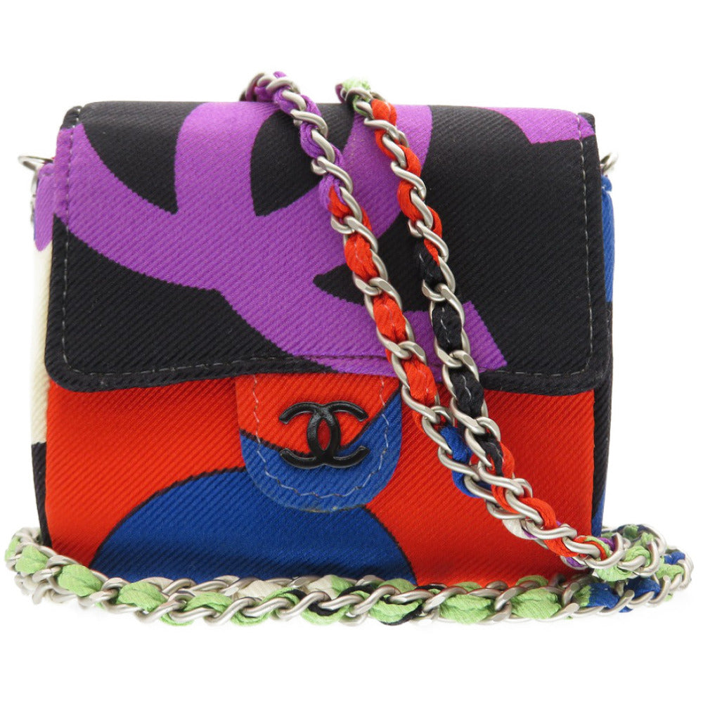 シャネル ミニミニ マトラッセ ココマーク サテン ショルダーバッグ マルチカラー 0312【中古】CHANEL