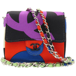 シャネル ミニミニ マトラッセ ココマーク サテン ショルダーバッグ マルチカラー 0312【中古】CHANEL