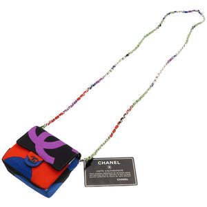 シャネル ミニミニ マトラッセ ココマーク サテン ショルダーバッグ マルチカラー 0312【中古】CHANEL