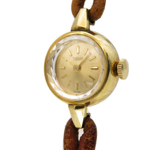 チューダー カットガラス アンティーク 手巻き 腕時計 ヴィンテージ ゴールド文字盤 0314【中古】TUDOR レディース