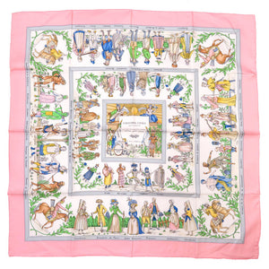 新品同様 エルメス カレ90 現代市民の服装 COSTUMES CIVILS ACTUELS シルク ピンク スカーフ 0324 【中古】 HERMES