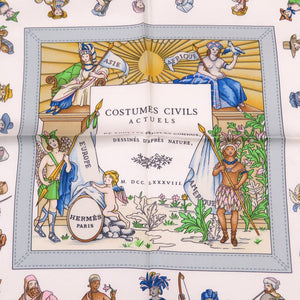 新品同様 エルメス カレ90 現代市民の服装 COSTUMES CIVILS ACTUELS シルク ピンク スカーフ 0324 【中古】 HERMES