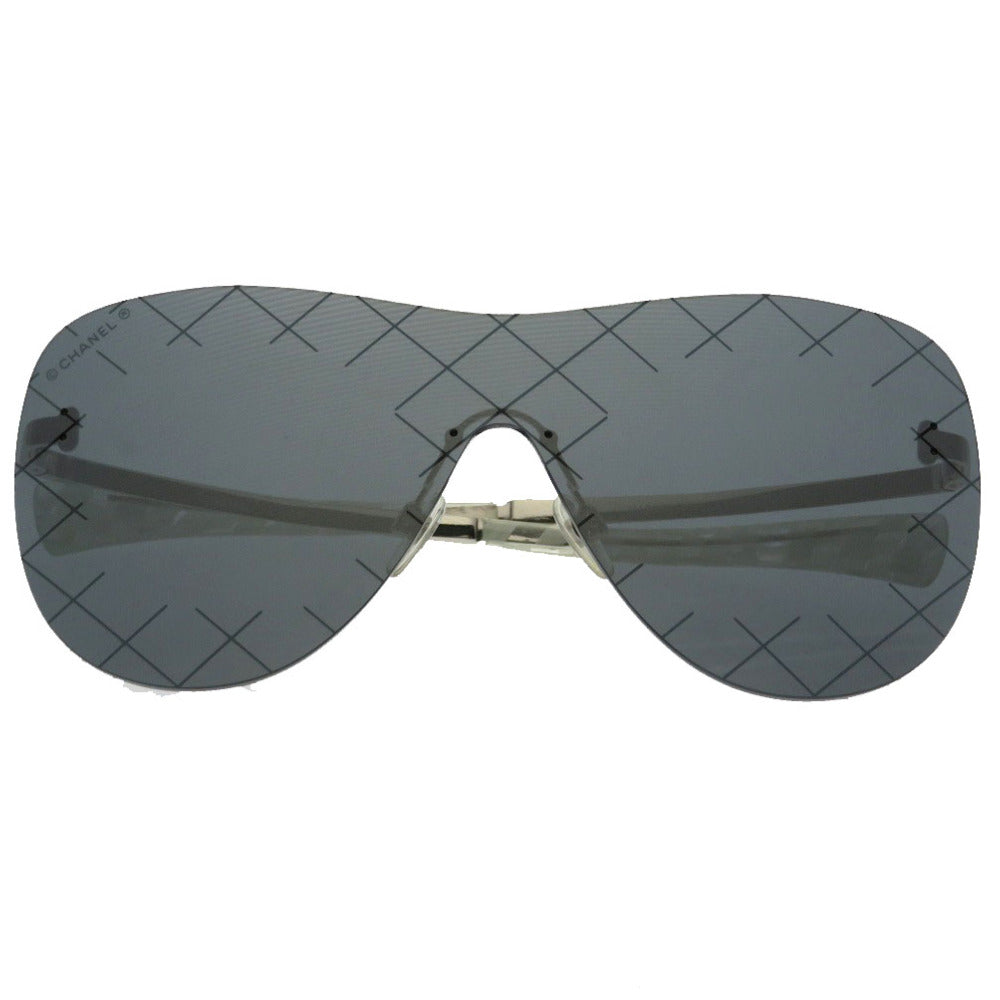 新品同様 シャネル マスクシェイプ マトラッセ サングラス 71158 プラスチック グレー シルバー 0360 【中古】 CHANEL