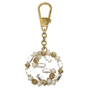 グッチ GGロゴ ストーン フェイクパール ゴールド バッグチャーム キーホルダー 0361 【中古】 GUCCI