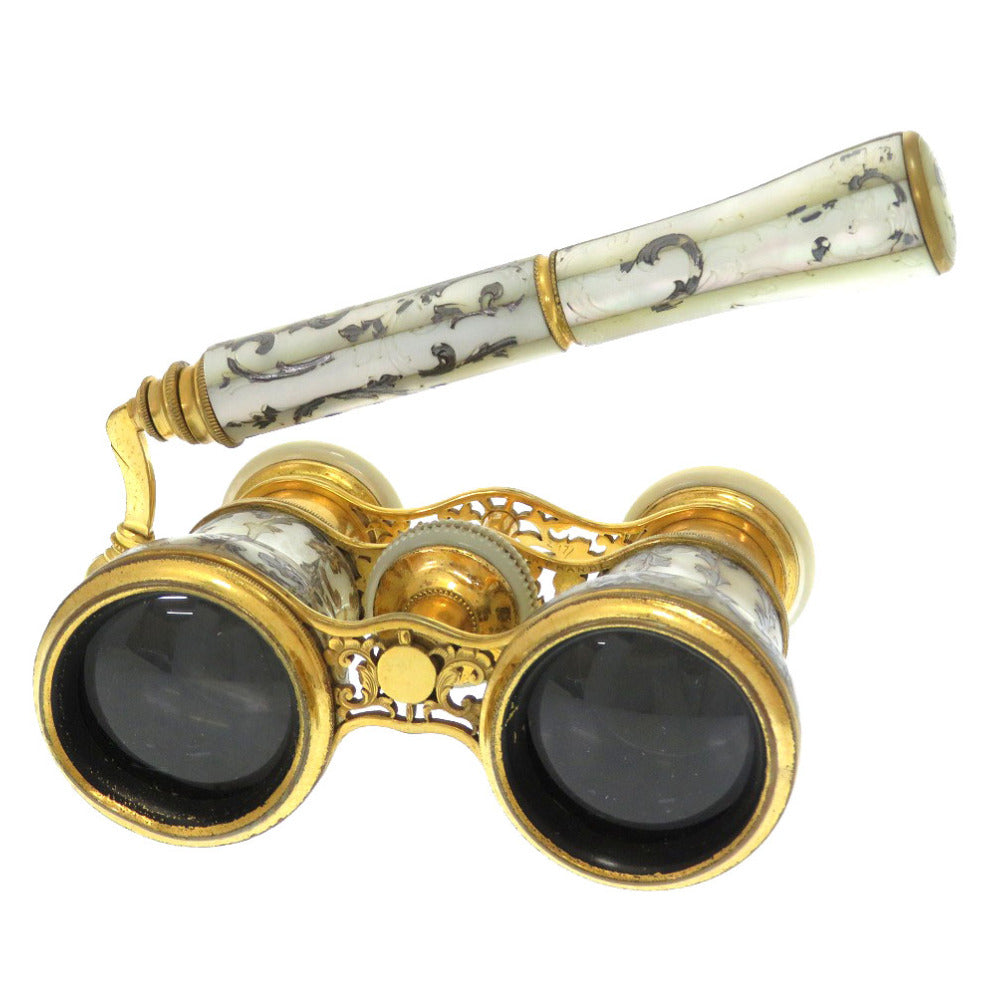 ティファニー アンティーク オペラグラス 双眼鏡 真鍮 パールホワイト 装飾 0366 【中古】 TIFFANY&Co.