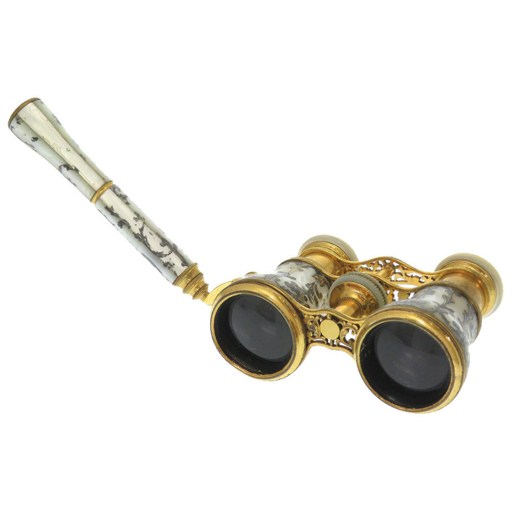 ティファニー アンティーク オペラグラス 双眼鏡 真鍮 パールホワイト 装飾 0366 【中古】 TIFFANY&Co.