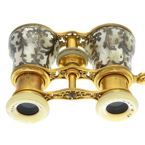 ティファニー アンティーク オペラグラス 双眼鏡 真鍮 パールホワイト 装飾 0366 【中古】 TIFFANY&Co.