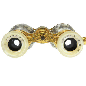 ティファニー アンティーク オペラグラス 双眼鏡 真鍮 パールホワイト 装飾 0366 【中古】 TIFFANY&Co.