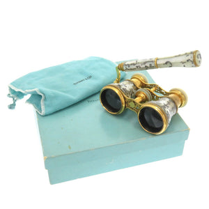 ティファニー アンティーク オペラグラス 双眼鏡 真鍮 パールホワイト 装飾 0366 【中古】 TIFFANY&Co.