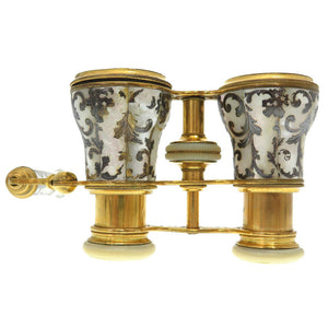 ティファニー アンティーク オペラグラス 双眼鏡 真鍮 パールホワイト 装飾 0366 【中古】 TIFFANY&Co.