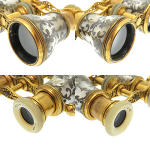 ティファニー アンティーク オペラグラス 双眼鏡 真鍮 パールホワイト 装飾 0366 【中古】 TIFFANY&Co.
