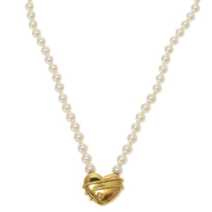 美品 ティファニー K18YG ベビーパール ネックレス 750 ゴールド ハートモチーフ 0375 【中古】 TIFFANY&Co. アクセサリー