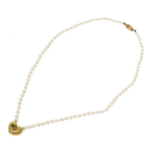 美品 ティファニー K18YG ベビーパール ネックレス 750 ゴールド ハートモチーフ 0375 【中古】 TIFFANY&Co. アクセサリー