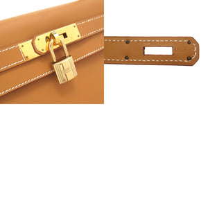 新品同様 エルメス ケリー28 内縫い ヴァッシュ ナチュラル ゴールド金具 □B刻印 ハンドバッグ バッグ 茶 0386 【中古】 HERMES