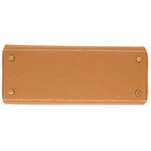 新品同様 エルメス ケリー28 内縫い ヴァッシュ ナチュラル ゴールド金具 □B刻印 ハンドバッグ バッグ 茶 0386 【中古】 HERMES