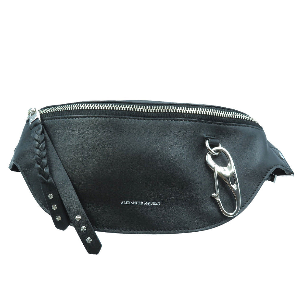 新品同様 アレキサンダー マックイーン ハーネス ブラック レザー シルバー金具 ベルトバッグ ボディバッグ 0027 【中古】 Alexander McQueen
