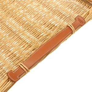 新品同様 エルメス ピクニック ストロー レザー ナチュラル ブラウン トレイ 0043 【中古】 HERMES