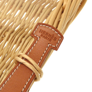 新品同様 エルメス ピクニック ストロー レザー ナチュラル ブラウン トレイ 0043 【中古】 HERMES