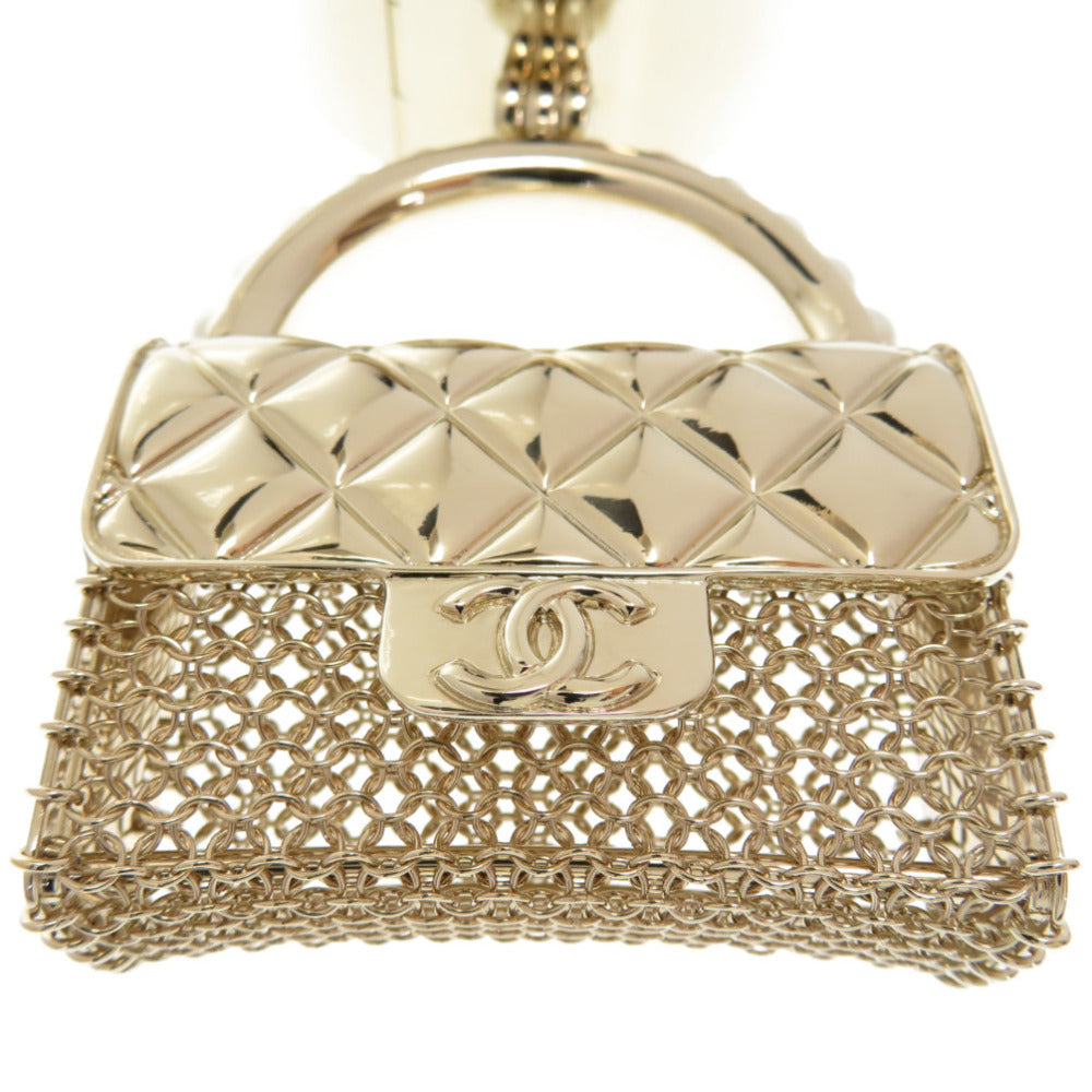 新品同様 シャネル 2021年製 バッグ型 バングル マトラッセ パール AB6133 バングル フェイクパール ゴールド 0048【中古】CHANEL アクセサリー